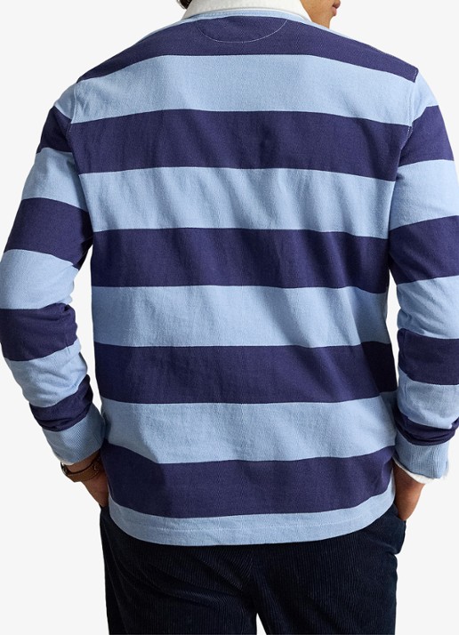 Ralph Lauren Regular fit polo met logo en streepprint - achterkant 5 chmry blu/bthus nvy / donkerblauw