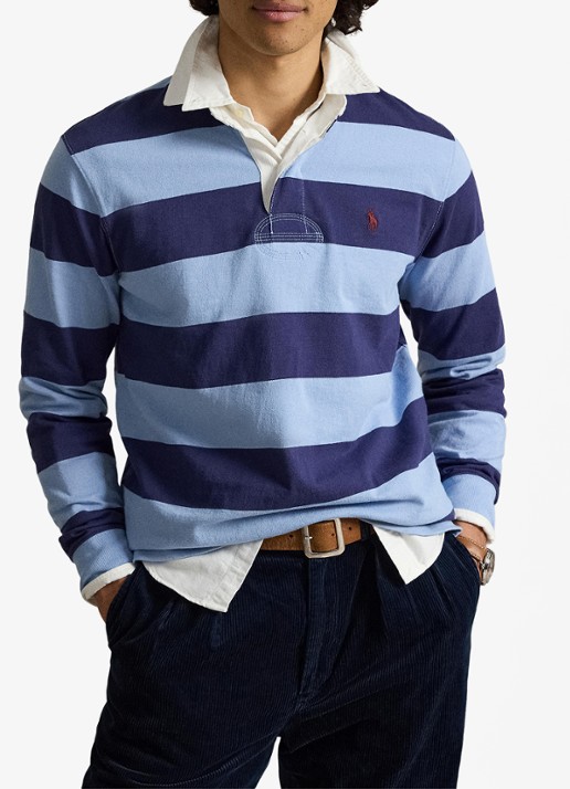 Ralph Lauren Regular fit polo met logo en streepprint - voorkant 2 chmry blu/bthus nvy / donkerblauw