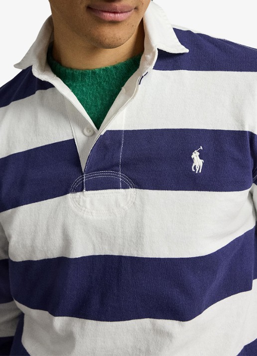 Ralph Lauren Regular fit polo met logo en streepprint - detail 3 trphy crm/bthus nvy / donkerblauw