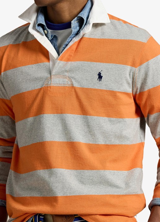 Ralph Lauren Regular fit polo met logoborduring en streepprint - detail 4 bedford orange / oranje
