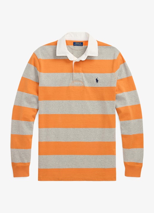 Ralph Lauren Regular fit polo met logoborduring en streepprint - voorkant bedford orange / oranje