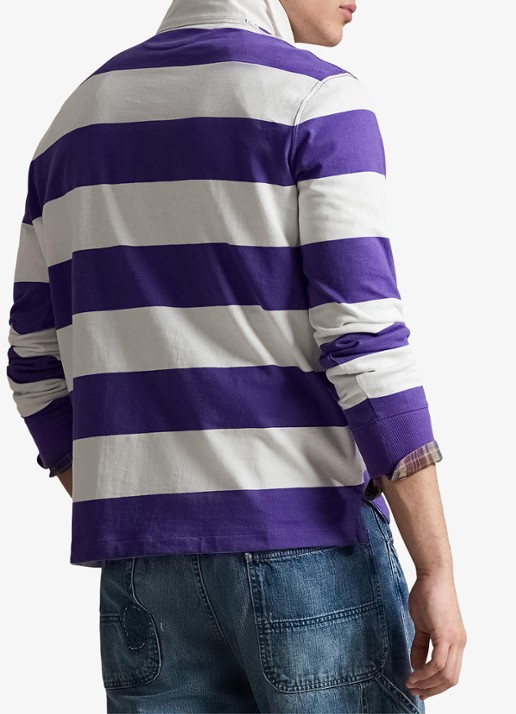 Ralph Lauren Regular fit polo met logoborduring en streepprint - achterkant paars