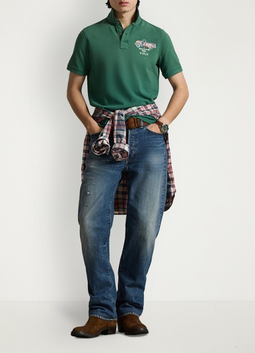 Ralph Lauren Regular fit polo met logoborduring - voorkant 4 groen