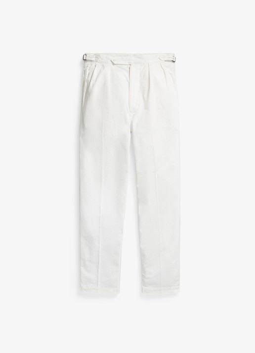Ralph Lauren Relaxed fit chino met plooidetails - voorkant 4 deckwash white / wit