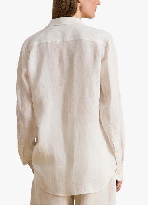 Ralph Lauren Relaxed fit linnen overhemd - achterkant 3 white / wit