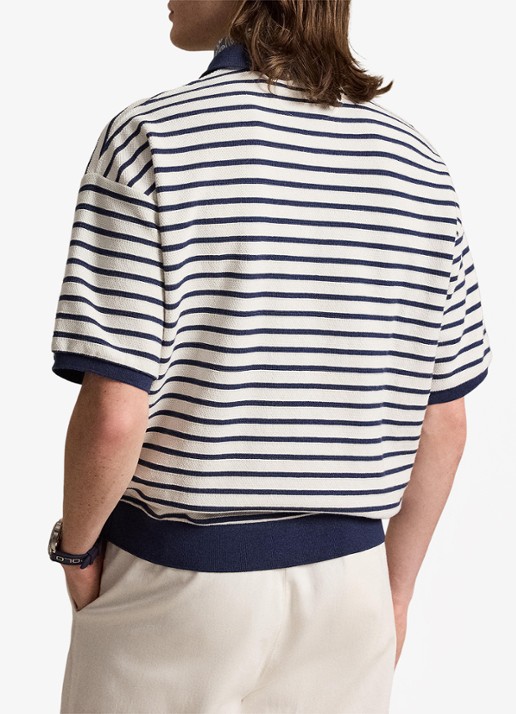 Ralph Lauren Relaxed fit polo met streepprint - achterkant 5 nevis/newport navy / donkerblauw