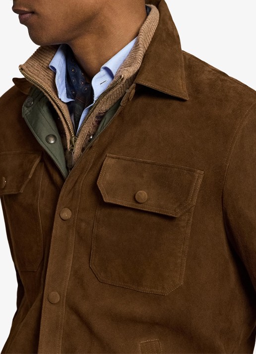 Ralph Lauren Reversible jack van suède - detail 3 smith brown/turf olive / bruin