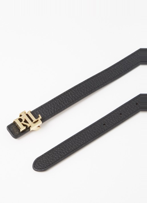 Ralph Lauren Reversible riem van leer met logo - voorkant 2 zwart