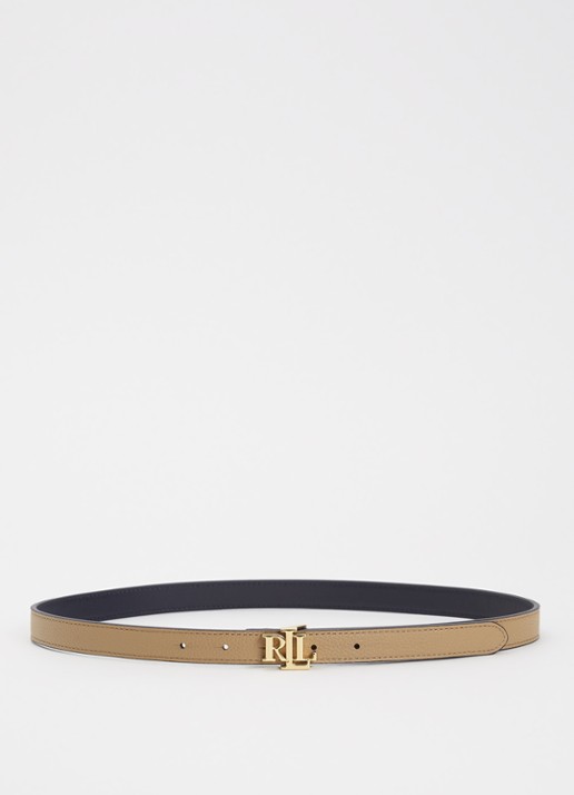 Ralph Lauren Reversible riem van leer met logo - voorkant 3 donkerblauw