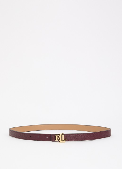 Ralph Lauren Reversible riem van leer met logo - voorkant 2 bordeauxrood