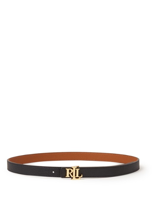 Ralph Lauren Reversible riem van leer - voorkant 3 zwart