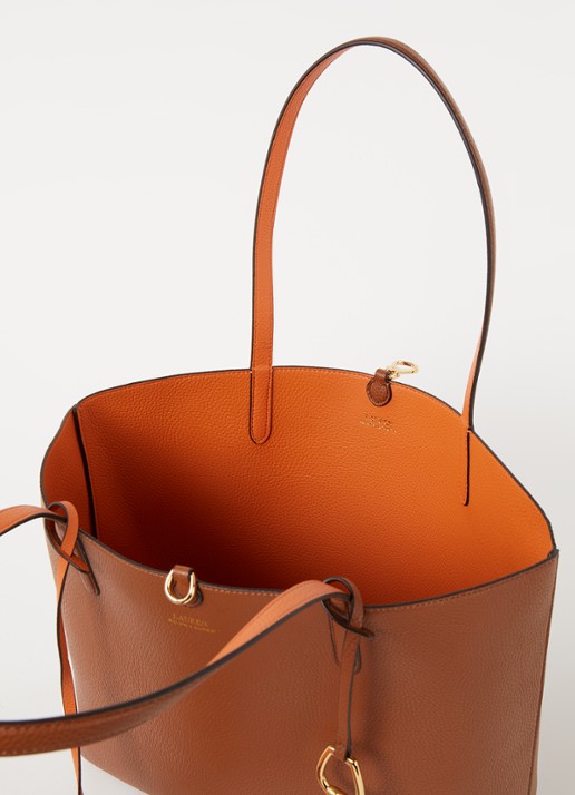 Ralph Lauren Reversible schoudertas met uitneembaar etui - detail cognac