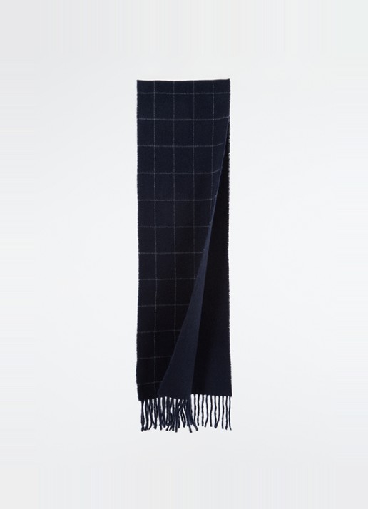 Ralph Lauren Reversible sjaal in wolblend 168 x 25 cm - detail donkerblauw