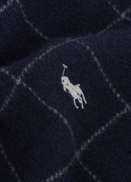 Ralph Lauren Reversible sjaal in wolblend 168 x 25 cm - detail 2 donkerblauw