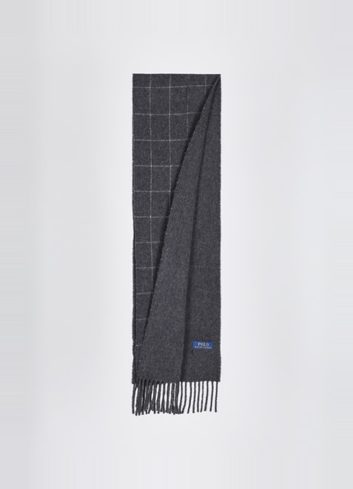 Ralph Lauren Reversible sjaal in wolblend 168 x 25 cm - detail antraciet
