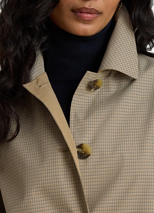Ralph Lauren Reversible trenchcoat met ruitdessin - detail 2 brown mini check / beige