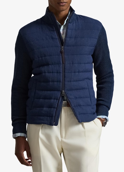 Ralph Lauren Ribgebreid vest van linnen met gewatteerd voorpand