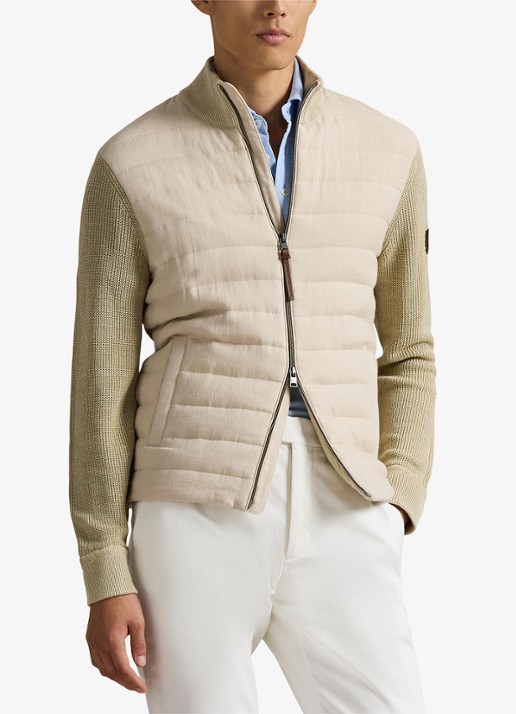 Ralph Lauren Ribgebreid vest van linnen met gewatteerd voorpand