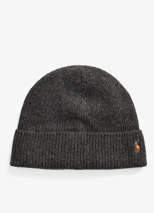 Ralph Lauren Ribgebreide muts in merinowolblend met logoborduring