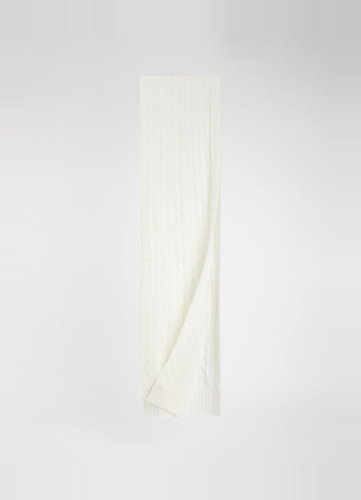Ralph Lauren Ribgebreide sjaal in kasjmierblend 183 x 27 cm - detail creme