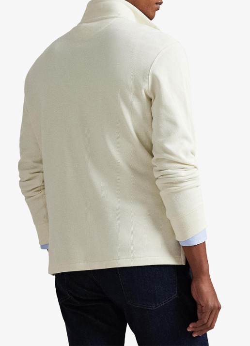 Ralph Lauren Ribgebreide trui met halve rits - achterkant parchment cream / creme
