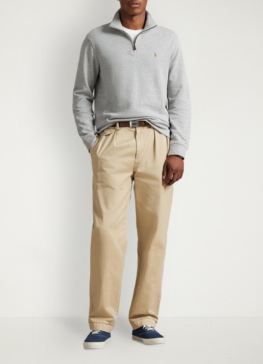 Ralph Lauren Ribgebreide trui met halve rits - voorkant 4 andover heather / grijs