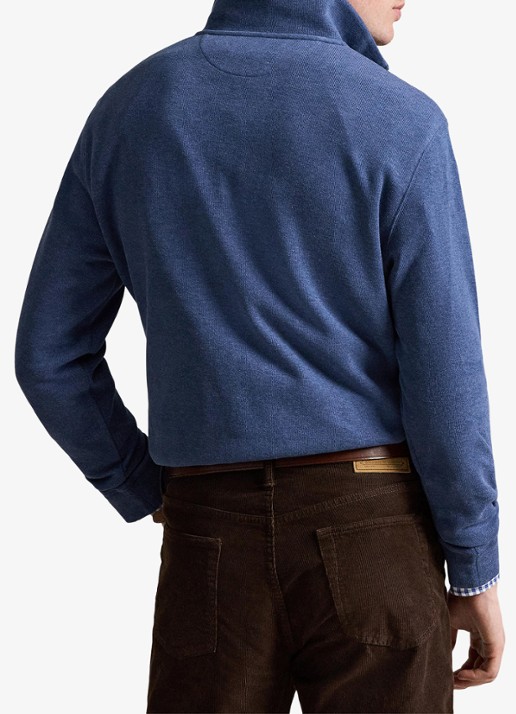 Ralph Lauren Ribgebreide trui met halve rits - achterkant derby blue heather / blauw