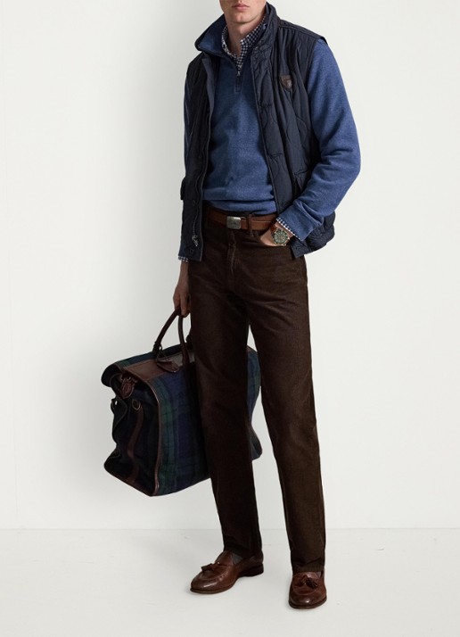 Ralph Lauren Ribgebreide trui met halve rits - detail 4 derby blue heather / blauw