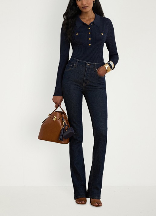 Ralph Lauren Ribgebreide trui met opgestikte zakken - detail 3 lauren navy / blauw