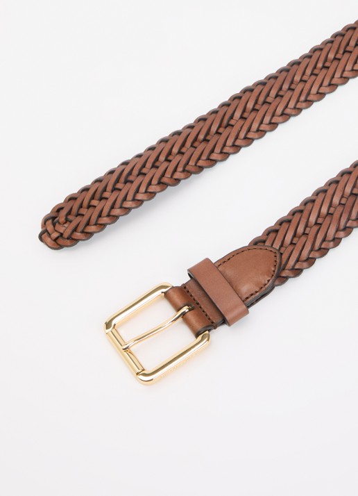 Ralph Lauren Riem van leer met gevlochten details - detail 2 bruin