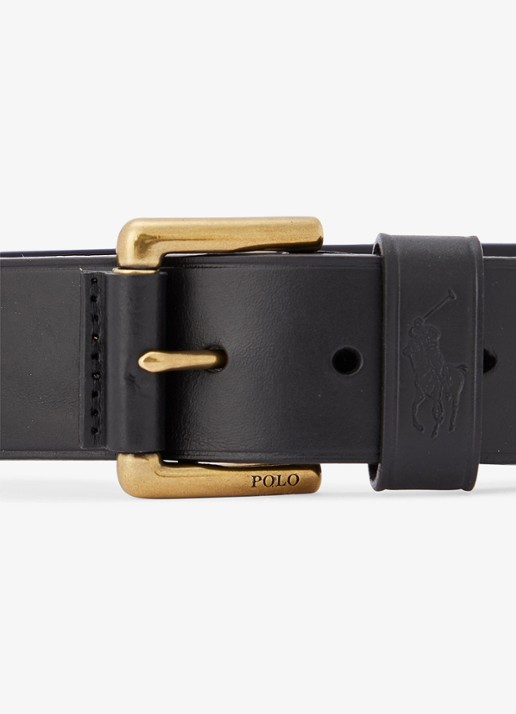 Ralph Lauren Riem van leer - detail 2 zwart