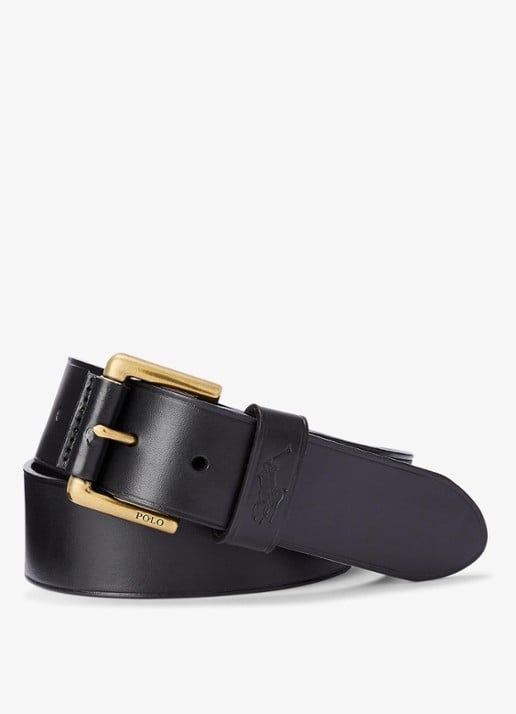 Ralph Lauren Riem van leer - voorkant zwart