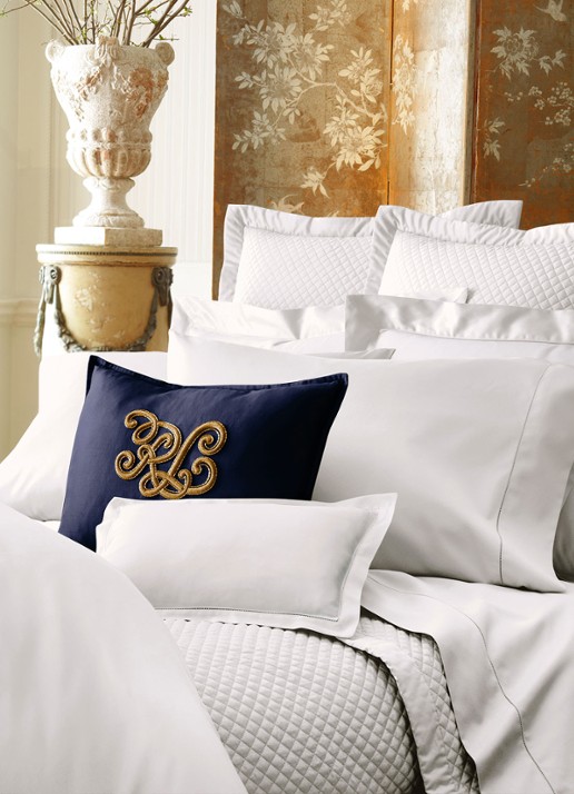 Ralph Lauren RL 624 kussensloop van katoensatijn 50 x 75 cm - voorkant 2 white
