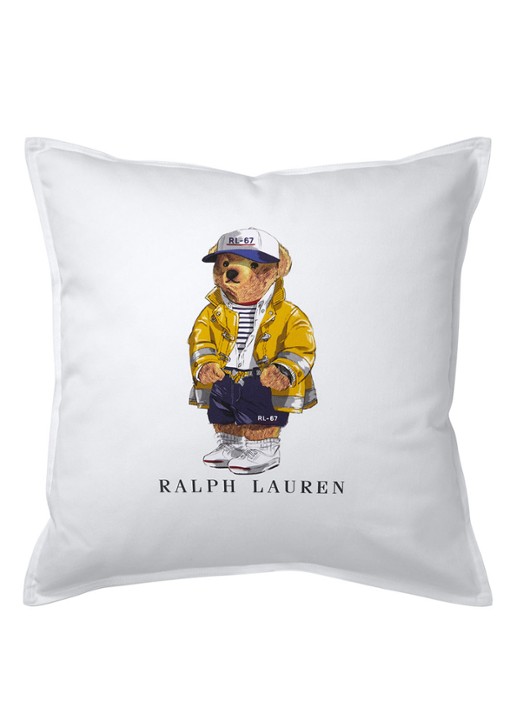 Ralph Lauren RL-67 Bear sierkussenhoes van katoen 50 x 50 cm - voorkant wit