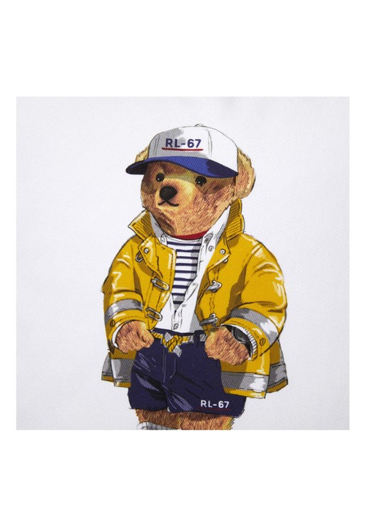 Ralph Lauren RL-67 Bear sierkussenhoes van katoen 50 x 50 cm - voorkant 2 wit