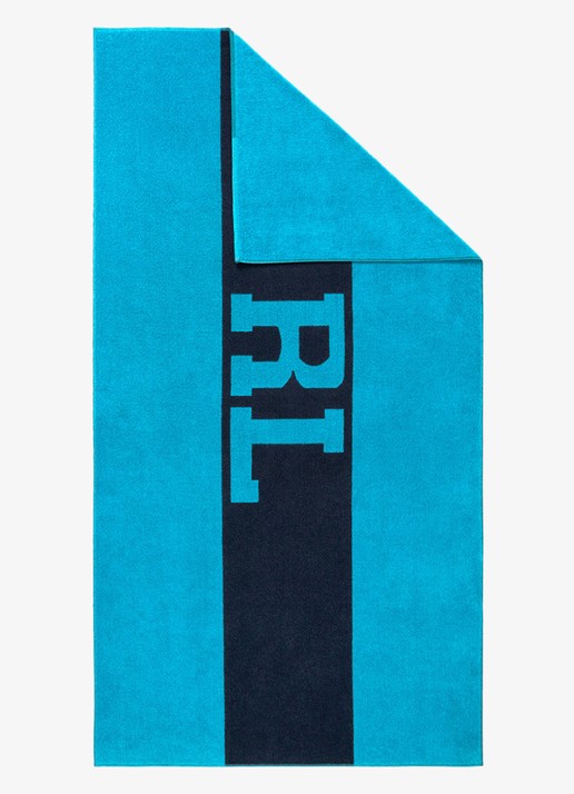 Ralph Lauren RL Signature strandlaken - 500 gr/m2 - 90 x 170 cm - voorkant 3 blauw