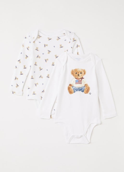 Ralph Lauren Romper met logoprint in 2-pack