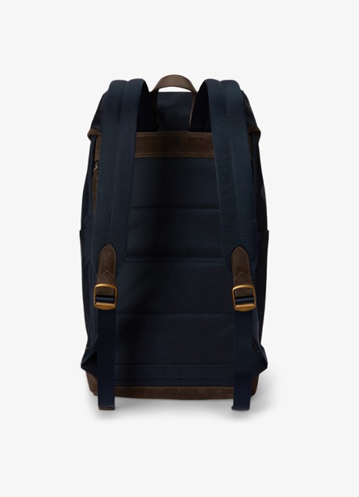 Ralph Lauren Rugzak met suède details - achterkant 2 newport navy/brown / donkerblauw