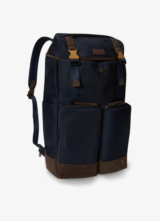 Ralph Lauren Rugzak met suède details - detail 3 newport navy/brown / donkerblauw