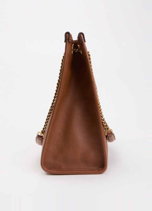 Ralph Lauren Schoudertas van leer - detail 3 cognac