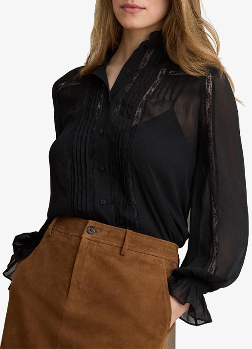Ralph Lauren Semi-transparante blouse met ruches