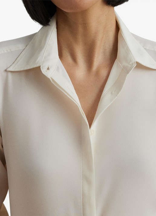 Ralph Lauren Semi-transparante blouse met sierknopen - detail 2 mascarpone cream / beige