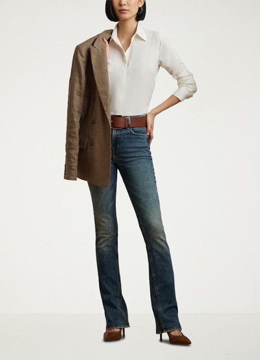 Ralph Lauren Semi-transparante blouse met sierknopen - voorkant 5 mascarpone cream / beige