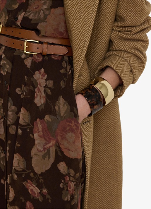 Ralph Lauren Semi-transparante midi blousejurk met bloemenprint - detail 5 brown multi / bruin