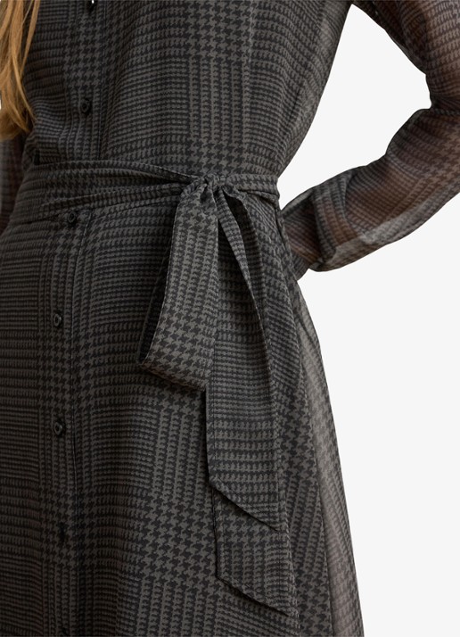 Ralph Lauren Semi-transparante midi blousejurk met pied-de-poule dessin - detail 3 grey/black / grijs/zwart