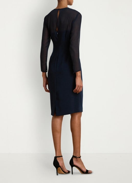 Ralph Lauren Semi-transparante midi jurk met mesh - achterkant 5 blauw