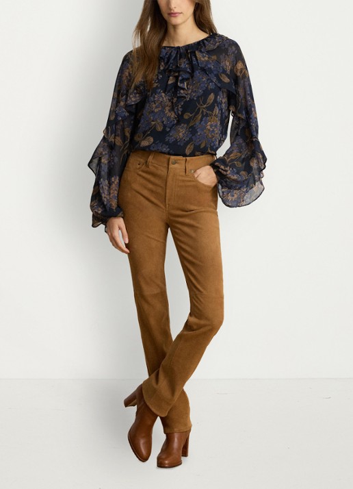 Ralph Lauren Semi-transparante tuniek met bloemenprint en ruches - detail 4 navy multi / blauw