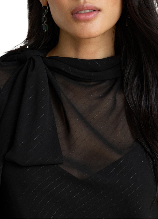 Ralph Lauren Semi-transparante tuniek met lurex - detail 5 black metallic / zwart