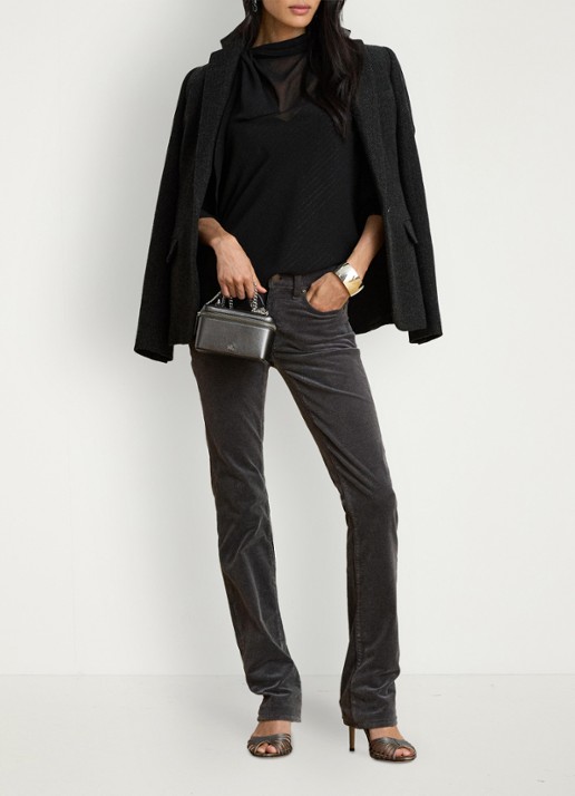 Ralph Lauren Semi-transparante tuniek met lurex - voorkant 2 black metallic / zwart