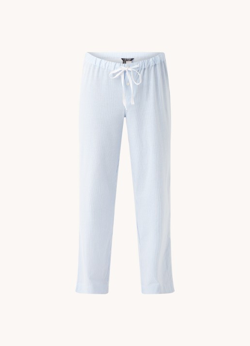 Ralph Lauren Seperate pyjamabroek met streepprint - voorkant lichtblauw